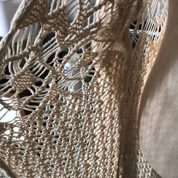 Bohemian Crocheted Cardigan Open Front Stunning Eggshell FINAL SALE - Picture 13 of 15